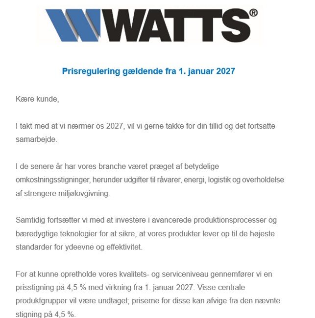 Watts Prisjustering